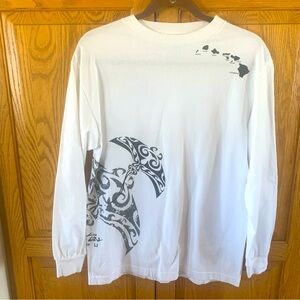 White Hawaiian Island Graphic Long Sleeve Shirt